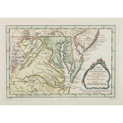 Old map image download for Carte de la Baye de Chesapeack et Pays Voisins. . .