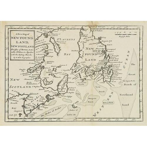 Old map image download for A new map of New Foundland, New Scotland. The Isles of Breton, Antocoste, St. Johns. . .