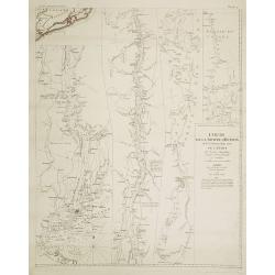 Cours de la rivière d'Hudson avec la communication avec le Canada par le Lac Champlain jusqu'au Fort Chambly par Sauthier a 4 Mmiles pour pouce anglois.