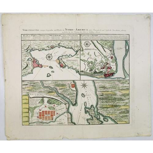 Old map image download for Vorstellung Einiger Gegenden und Plaetze in Nord-America unter Franzoesisch und Englische Jurisdiction Gehoerig zu Finden bey den Homaennischen Erben in Nurnberg Ao. 1756.