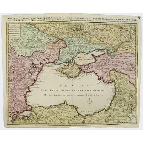 Old map image download for Nouvelle Carte de la Petite Tartarie et la Mer Noire, montrant les Frontieres de l'Impératrice de Russie et de l'Empereur des Turcs, tant en Europe qu'en Asie, Dessigné selon la proposition de G. De L'Isle et d'autres Auteurs.