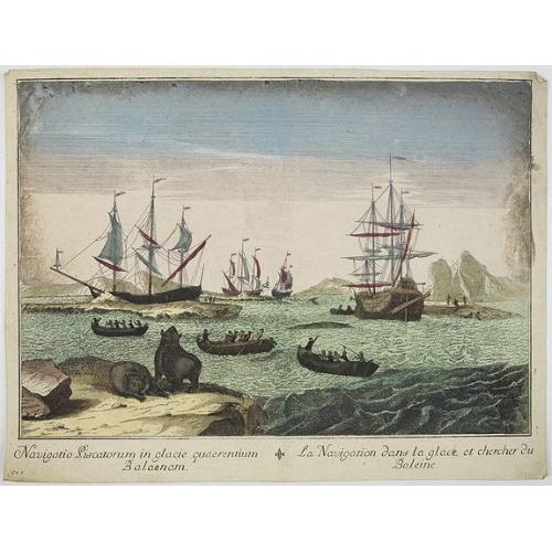 Old map image download for Navigatio Piscatorum in glacie quaerentium Balaenam / La navigation dans la glace, et chercher du Baleine.