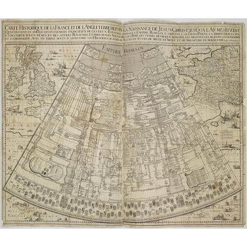 Old map image download for Carte historique de la France, et l'Angleterre depuis la naissance de Jésus-Christ jusqu'à l'an 1700, qui contient en abrégé les événements principaux de ces royaumes pendant l'empire romain. . .