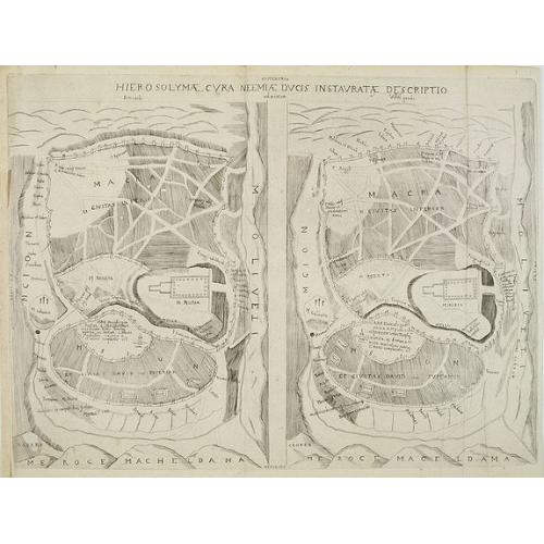 Old map image download for Hierosolymae, cura Neemiae ducis Instauratae Descriptio.