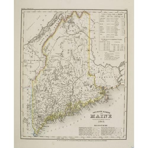 Old map image download for Neueste Karte von Maine nach den bessten Quellen verbessert.. 1845. N° 75.