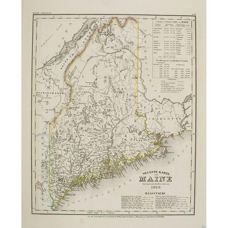 Neueste Karte von Maine nach den bessten Quellen verbessert.. 1845. N° 75.