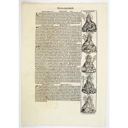 Old map image download for [Text page with Saint Appolonia, the patron saint of dentistry. - Sexta Etas Mundi. Folium. CXX ].