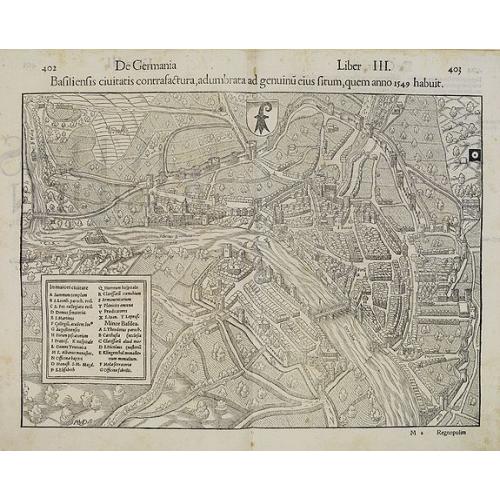 Old map image download for De Germania Basiliensis ciuitatis contrasactura, adumbrata ad genuinu eius situm, quem anno 1549 habuit.