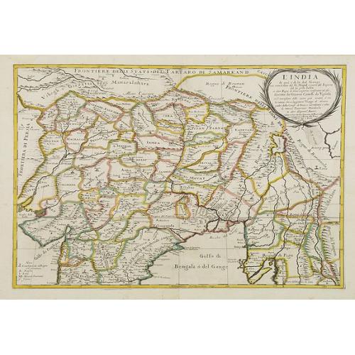 Old map image download for L' India di qua e di la dal Gange oue sono li Stati del G. Mogol e parte del Imperio del fu prete Iann..