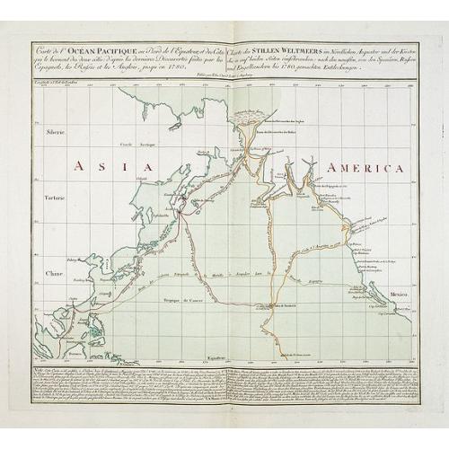 Old map image download for Carte de l'Océan Pacifique au Nord de l'Equateur... / Charte des Stillen Weltmeers. . .