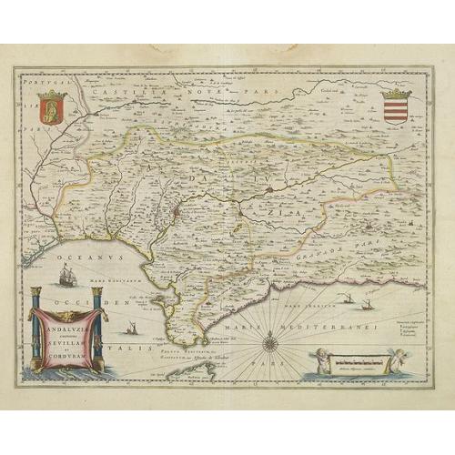 Old map image download for Andalusia continens Sevillam et Cordubam.