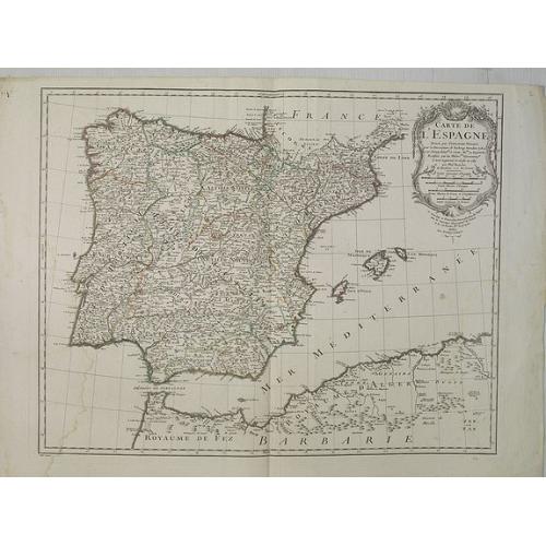 Old map image download for Carte de l'Espagne Dressée par Guillaume Delisle sur la description de Rodrigo Mendez Sylva . . .. Le tout augmenté et vérifié en 1789. Par Phil. Buache, de l'Académie des Sciences.