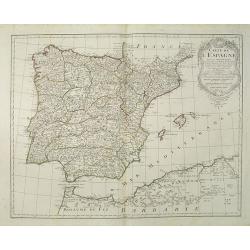 Carte de l'Espagne Dressée par Guillaume Delisle sur la description de Rodrigo Mendez Sylva . . . Le tout augmenté et vérifié en 1765 Par Phil. Buache, de l'Académie des Sciences.