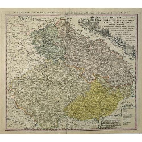 Old map image download for Regni Bohemiae, Duc. Silesiae, Marchionatuum Moraviae et Lusatiae. . .