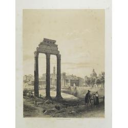 Rome. Les Trois colonnes de Grecostatis, et le Forum Romanum.