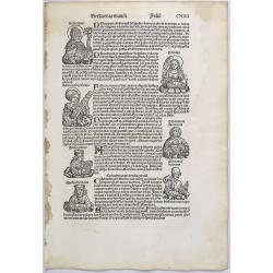 [Text page with Kings, Queens, Saints and Popes. Sexta Etas Mundi. Foliu. CXIIII].