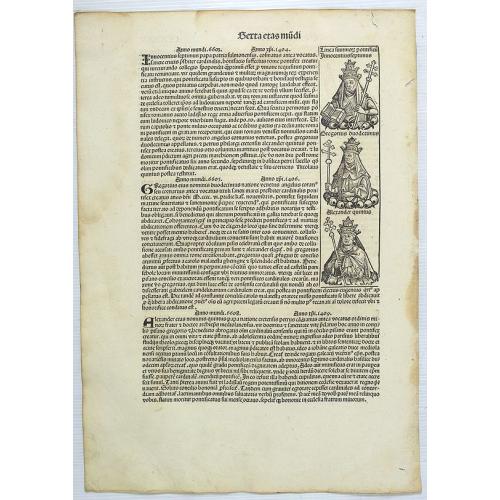 [Text page with Kings and Popes.] Sexta Etas Mundi CCXXXV