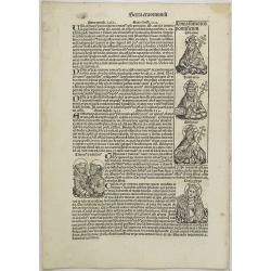 [Text page with illustrations of Saint Cecilia, Kings, Queens, Saints and Popes.] Sexta Etas Mundi. Folium. CXVI.
