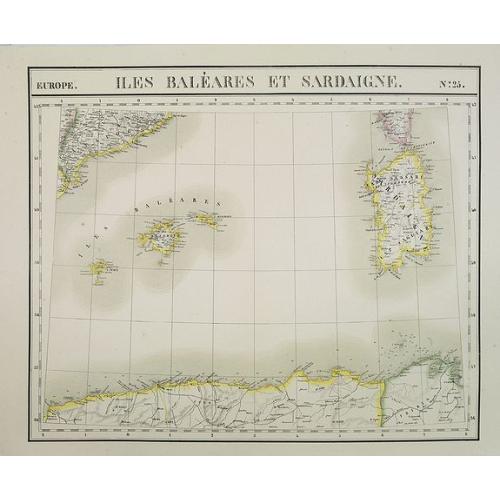 Old map image download for Europe. Isles Baléares et Sardaigne. N.25.