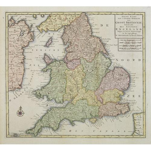 Old map image download for Nieuwe Kaart van 't Zuider Gedeetle van Groot Britannie.