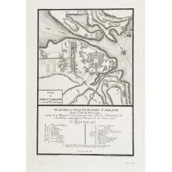 Plan de la ville et du fort St. Philippe dans l'Isle de Minorque assiégé le 8 mai par l'armée française aux ordres du Maréchal de Richelieu, occupé par les Français le 29 juin 1756.