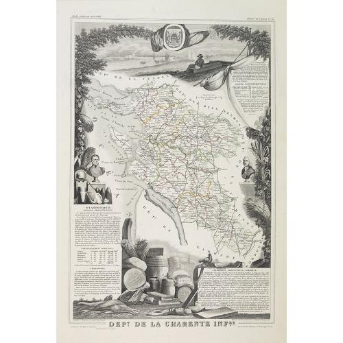 Old map image download for Dépt. De La Charente Infre. N°16. [ La Rouchelle, Ile d'Oléron, Ile de Ré, Saintes ]