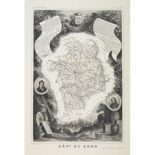 Old map image download for Dépt. Du Cher. N°17. [ Bourges ]