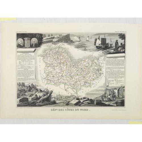 Old map image download for Dépt. Des Côtes Du Nord. N°21. [ St.Brieuc and St.Malo ]