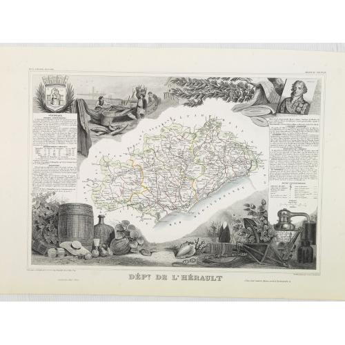 Old map image download for Dépt. De L'Hérault. N°33. [ Narbonne, Montpellier ]