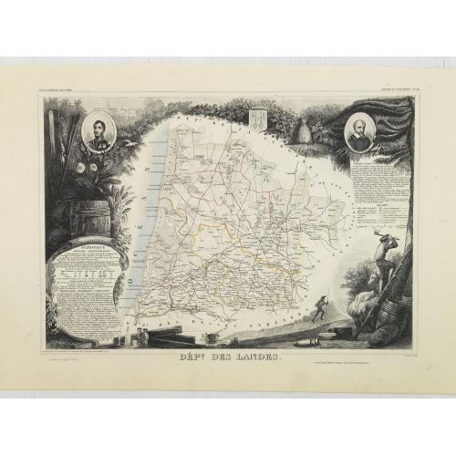 Old map image download for Dépt. Des Landes. N°39.