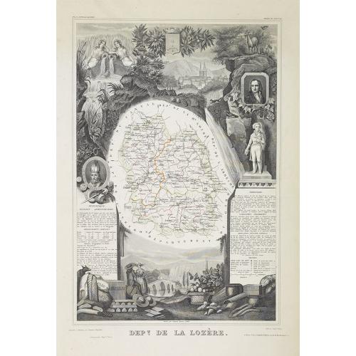 Old map image download for Dépt. De La Lozère. N°47. [ Florac, Mende ]