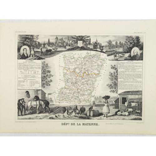 Old map image download for Dépt. De La Mayenne. N°52. [ Laval ]