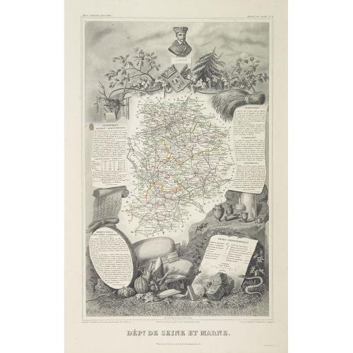 Old map image download for Dépt. De Seine et Marne. N°74. [ Melun, Coulommiers ]