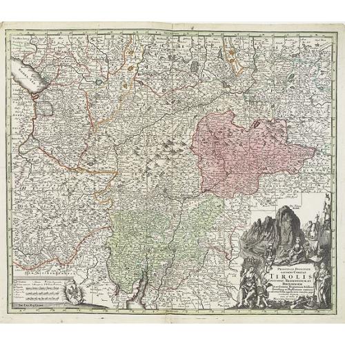 Old map image download for Principali Dignitate Gaudens Comitat. Tirolis Episcopat. Tridentinum et Brixiensem ut et Comitat. Brigantinum Feldkirch Sonneberg et Pludentinum contingens quo ad omnes Urbes. . .