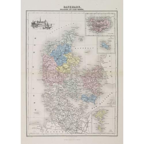Old map image download for Danemark, Islande et Iles Faeröe.