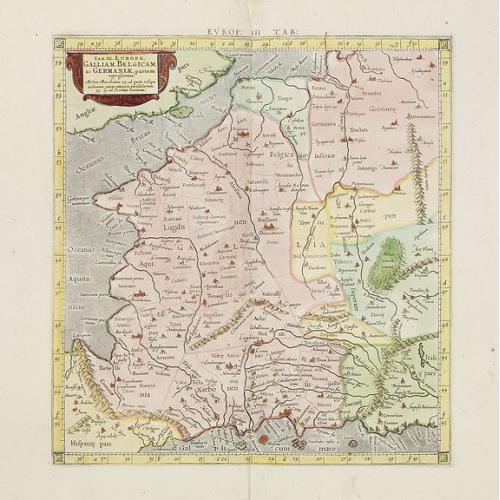 Old map image download for Tab. III. Europae, Galliam, Belgicam, ac Germaniae, Partem Representans . . .