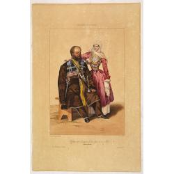 OFFICIER des CASAQUES de la LIGNE et sa FILLE. Régiment Grébenskoï.