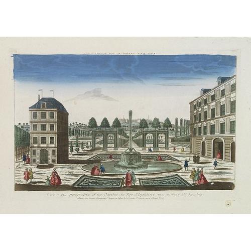 Old map image download for Vue et perspective d'un Jardin du Roy d'Angleterre aux environs de Londres.