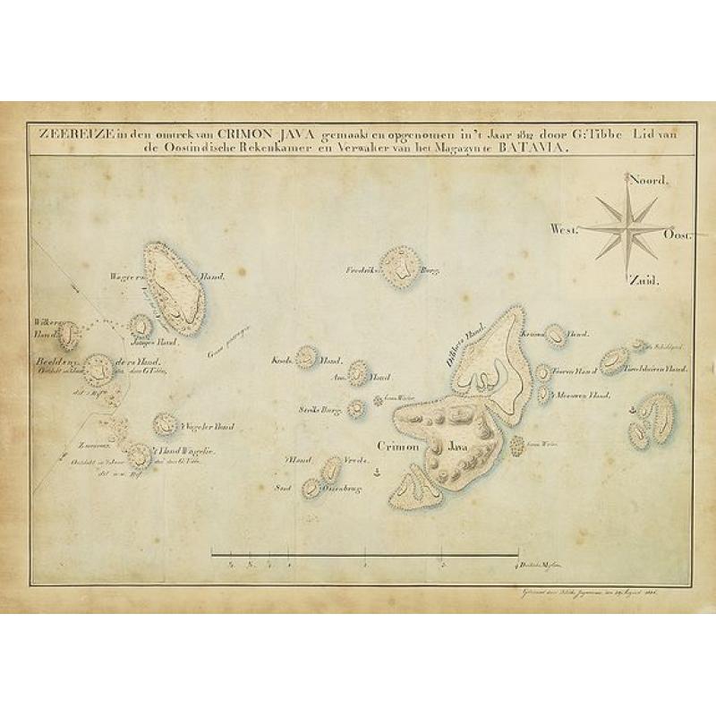 Zeereize in den omtrek van CRIMON JAVA gemaakt en opgenomen in 't jaar 1812 door G:Tibbe Lid van de Oostindische Rekenkamer en Verwalter van het Magazyn te BATAVIA.