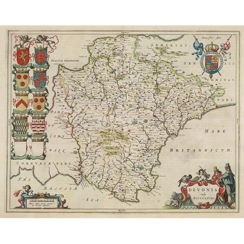 Old map image download for Devonia vulgo Devon-shire.