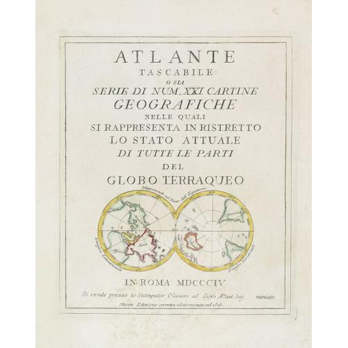 Old map image download for (Title page) Mappamondo sul Piano dell' Equatore. - Atlante Tascabile o sia Serie di Num. XXI Cartine Geografiche nelle quali si. . .