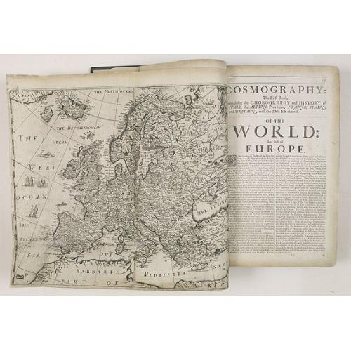 Old map image download for Cosmography in Four Books. Containing the Chorography and History of the Whole World, and all the Principal Kingdoms, Provinces, Seas, and Isles thereof.