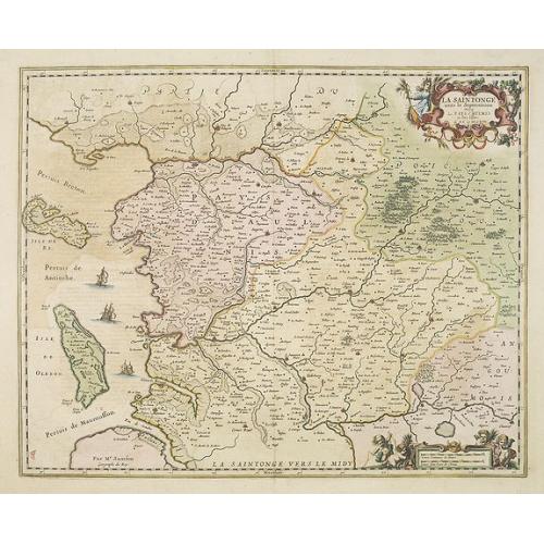 Old map image download for La Saintonge vers le Septentrion avec le pays d'Aulnis et les iles de Ré et d'Olérons.