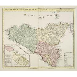 Carte de l'Isle et Royaume de Sicile Par Guillaume del 'Isle . . .