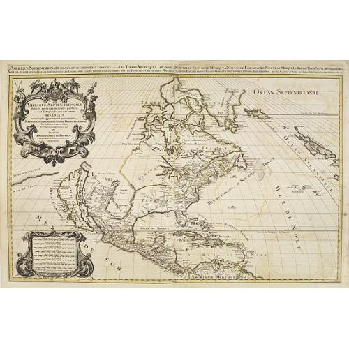 Old map image download for Amerique Septentrionale divisée en ses principales parties. . .1692. [California as an Island]