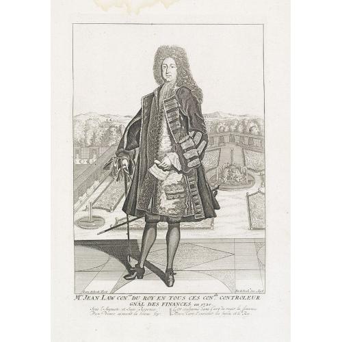 Old map image download for Mre. Jean Law coner. du roy en tous ces conils. controleur gnal des finances en 1720. [Mr. John Law, king's councilor in all affairs, controller-general of finances in 1720.]