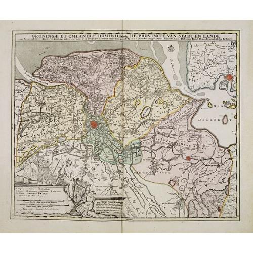 Old map image download for Groningae et Omlandiae Dominium vulgo De Provincie van Stadt en Lande, cum subjacent. Territ. Praefect. et Tractibus. [Lud Tjarda â Starckenburg. Nicol:Visscher. . .