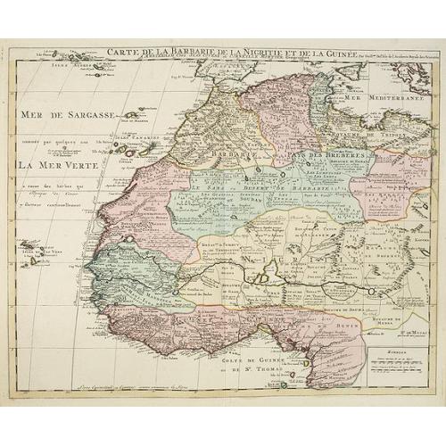 Old map image download for Carte de la Barbarie de la Nigritie et de la Guinée..