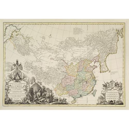 Old map image download for Carte la plus generale et qui comprend la Chine, la Tartarie chinoise et le Thibet. . .