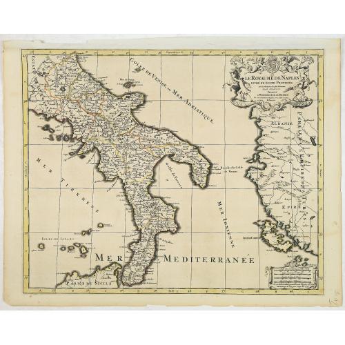 Old map image download for Le royaume de Naples divise en 12 provinces.